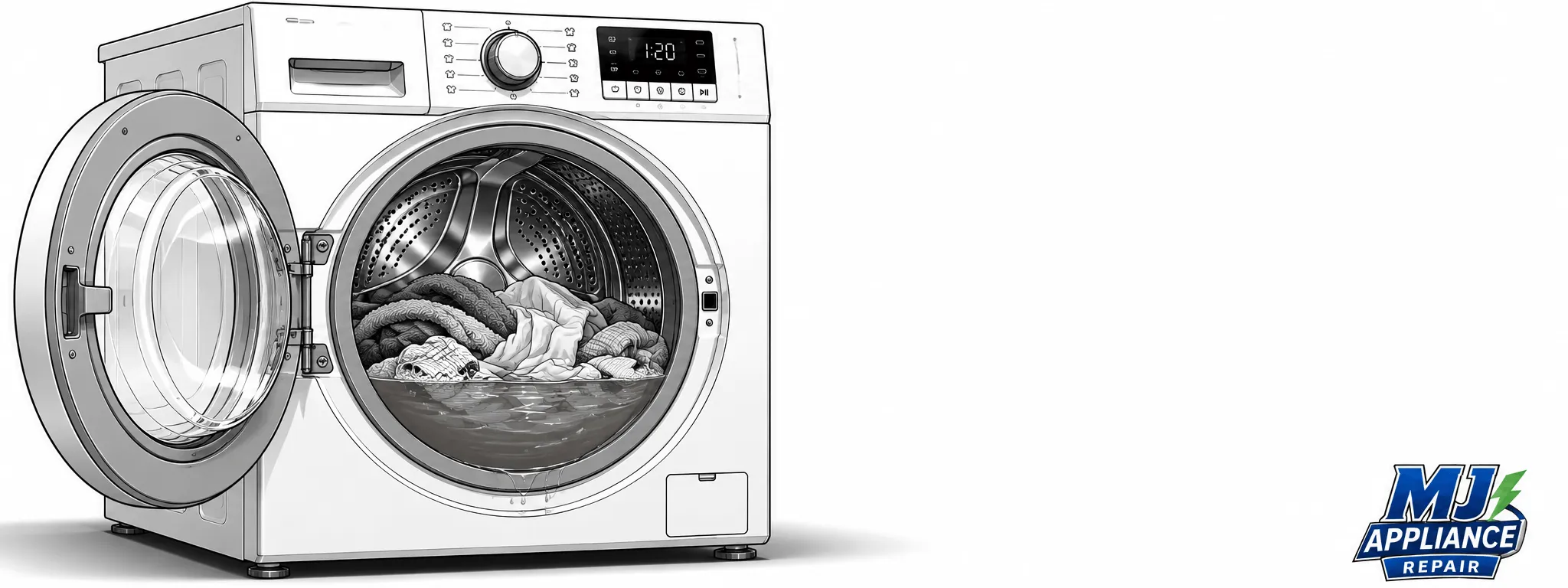 Water left standing in the drum after a cycle — the most common sign your machine isn't draining.